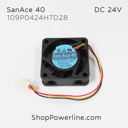 พัดลม Fan SanAce40 (109P0424H7D28) DC24V 40x40x15mm 0.08A (3wire White B2 Plug)
