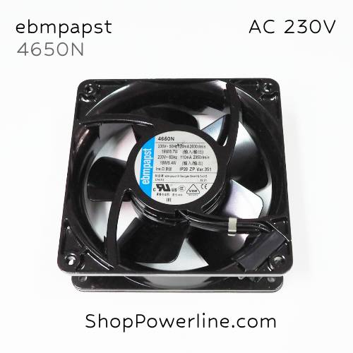 พัดลมใบพัดโลหะ Fan ebmpapst (4650N) AC230V 120x120x38mm 0.11/0.12A 18/19W (2pin)