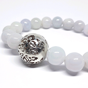 สร้อยข้อมือหยกเขียวขาวอ่อน @M 5.3 cm. White Color 1 SKU-BRA401