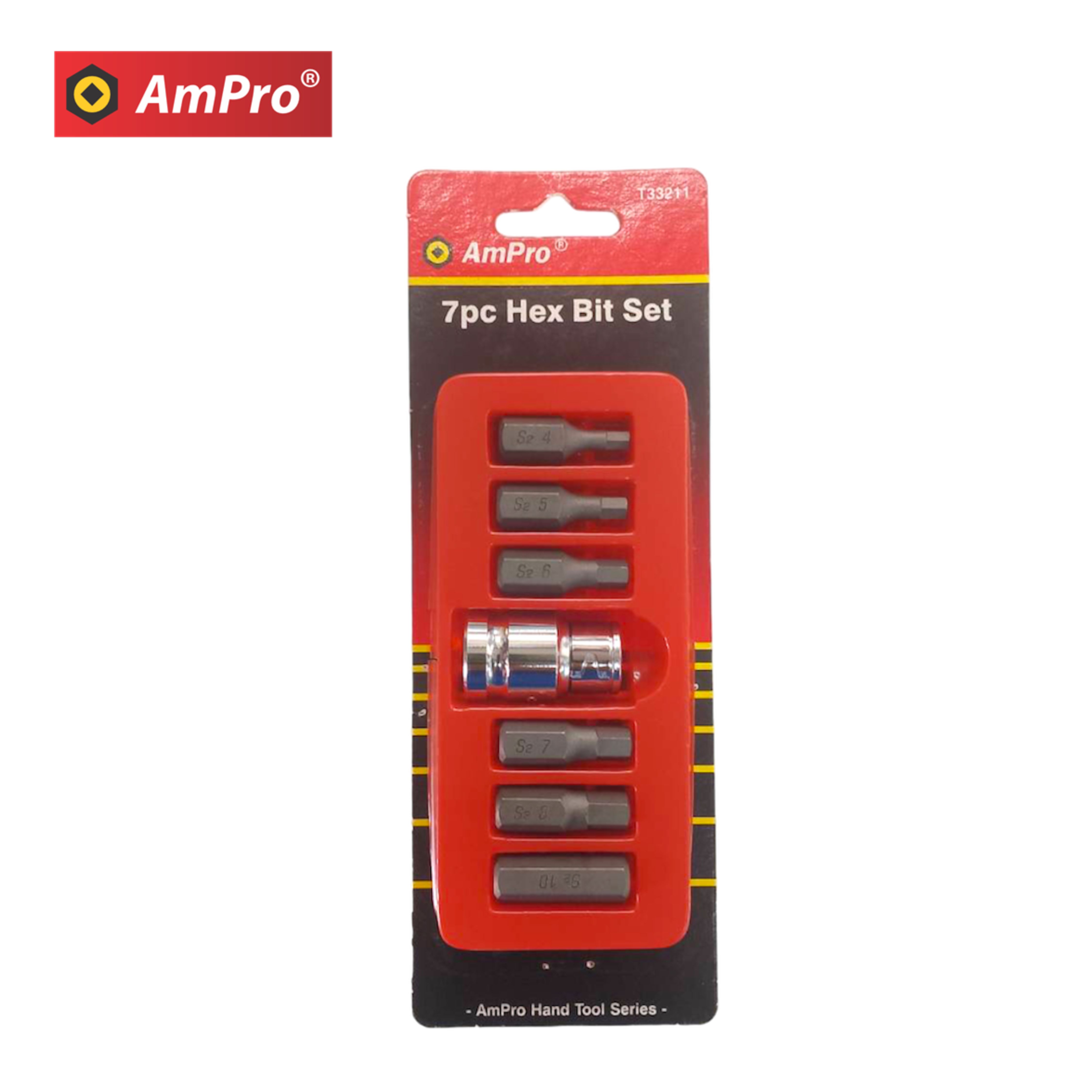 AMPRO บ็อกเดือย รู 1/2" TX 6เหลี่ยม 7ตัวชุด (33211)