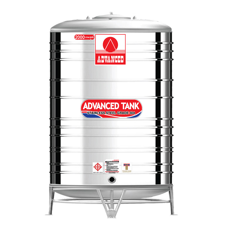 แท้งค์น้ำสแตนเลส แอ็ดวานซ์ ADVANCED รุ่นพื้นนูน AV2000 ขนาด 2000 ลิตร (มอก.)