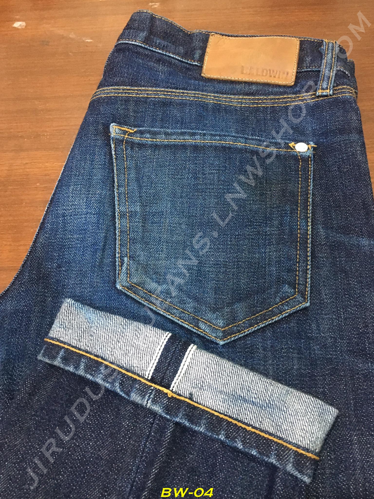 4. Baldwin รุ่น The Henley กระบอกเล็ก ผ้าดิบญี่ปุ่น 14oz ริมน้ำเงิน เอว 34 ยาว 35 Made in USA