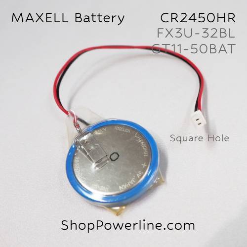 แบตเตอรี่ Battery Maxell/Japan (CR2450HR, GT11-50BAT, FX3U-32BL) 3V (Square Hole Plug)