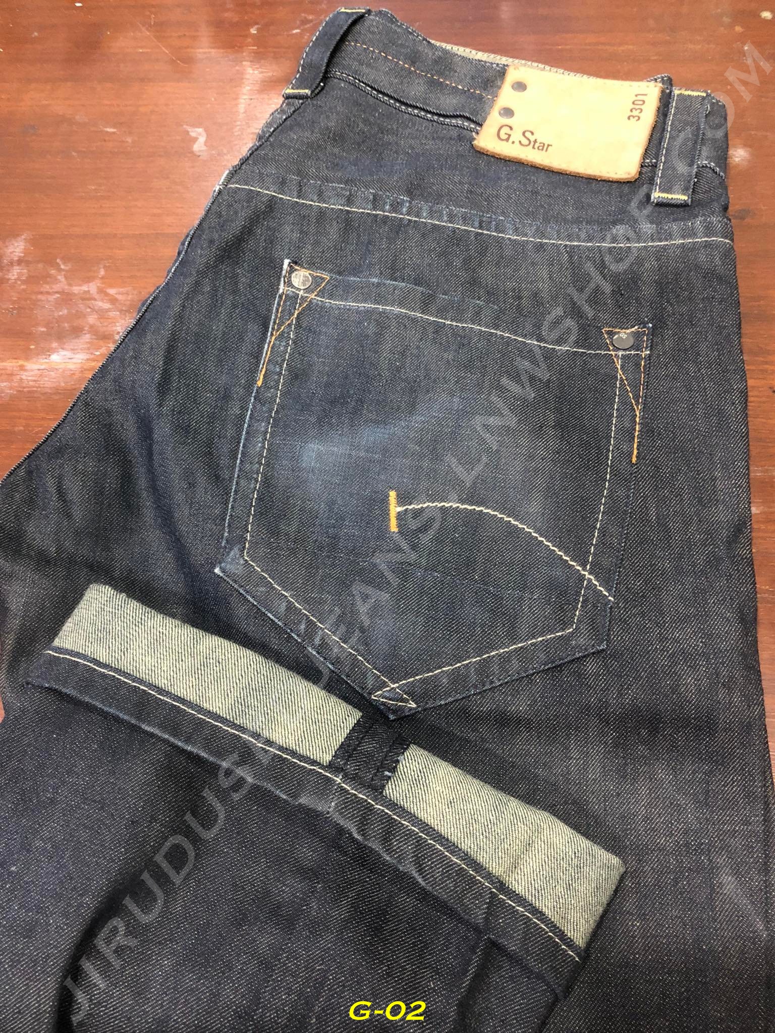 2. G-Star - 3301 ทรง 3D ขา Twisted ตะเข็บบิด เบลล์หลังปรับกระชับแบบกระดุม เอว 34 ยาว 31