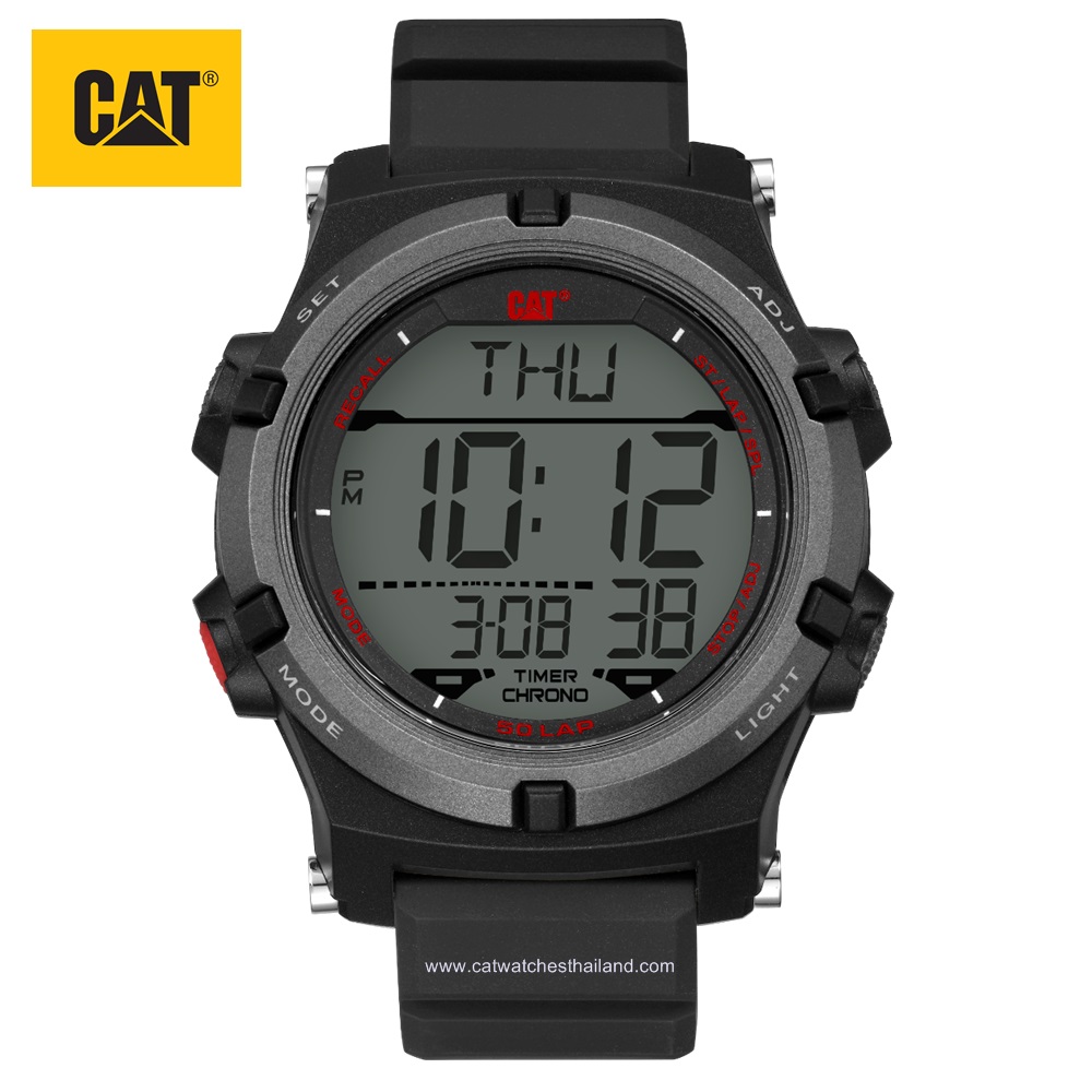 นาฬิกา CAT ระบบดิจิตอล รุ่น CROSSFIRE รหัส OB.147.21.248 (หน้าปัดขาว-ตัวอักษรแดง)