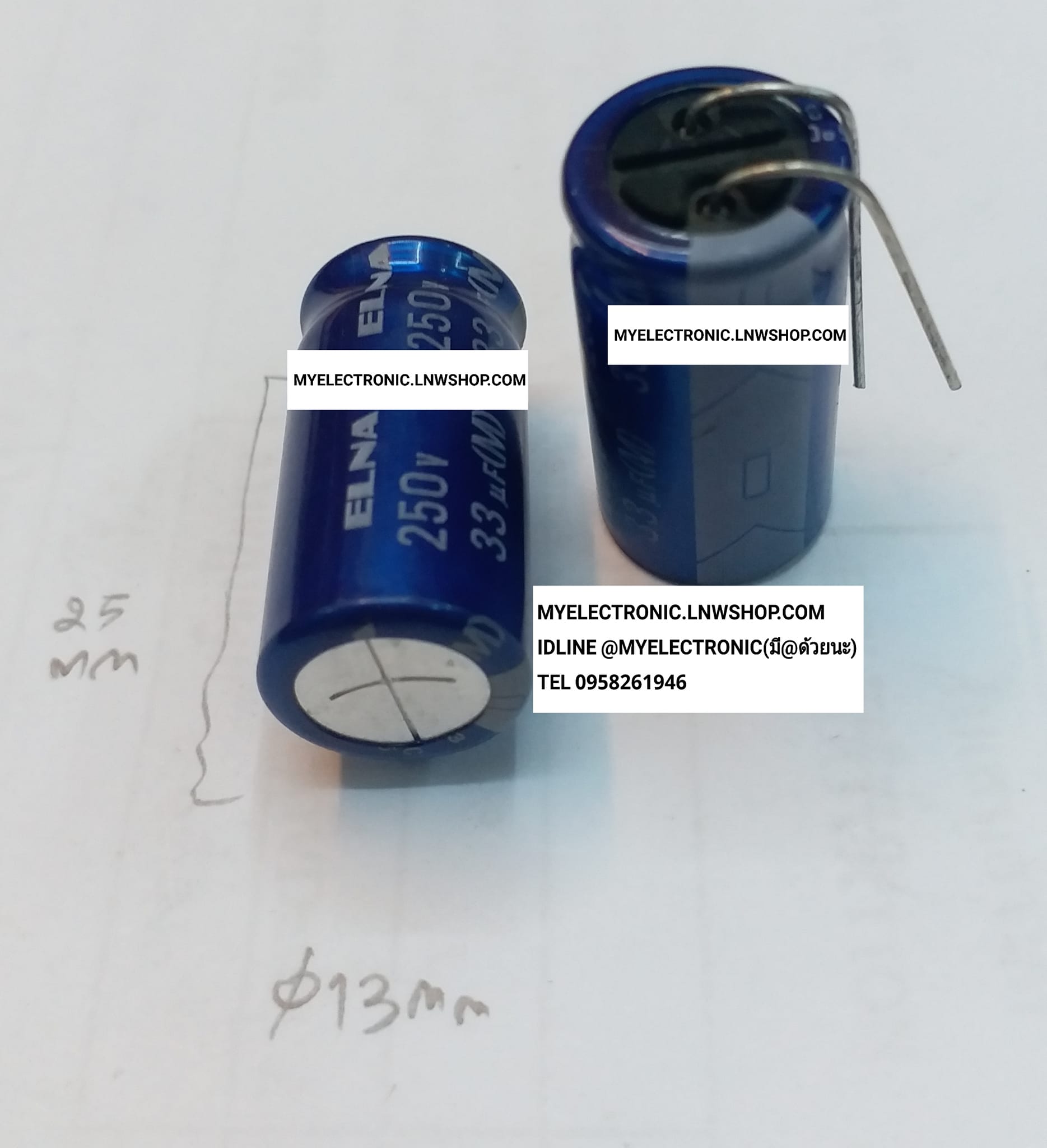 ขาย C 33UF250V 85c ยี่ห้อ ELNA คาปาซิเตอร์ CAPACITOR CONDENSER ราคา ตัวละ . . . หน่วย บาท