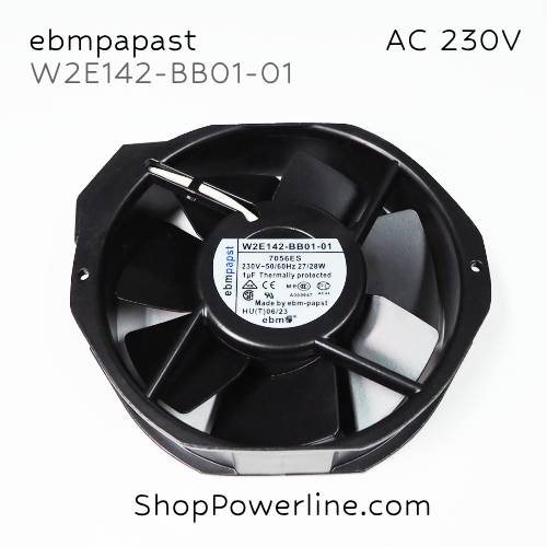 พัดลมใบพัดโลหะ Fan ebmpapst (W2E142-BB01-01, 7056ES) AC230V 172x150x38mm 27/28W (2pin)
