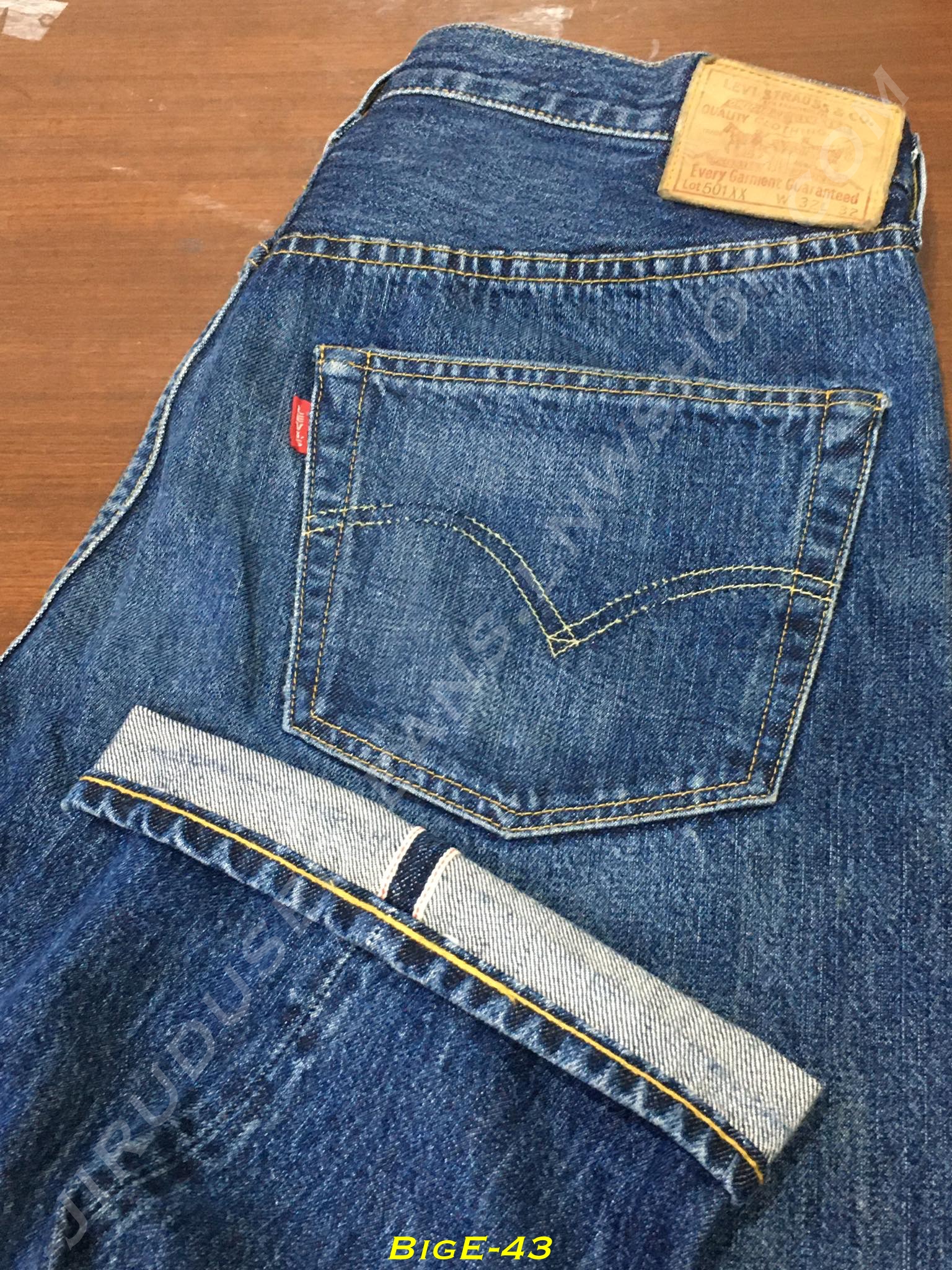 43. Levi’s 501XX LVC 1947 - Sample Garment ผ้าฟอก ริมแดง BigE เอว 33 ยาว 31