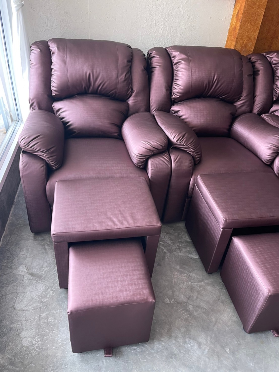 เก้าอี้นวดเท้ารุ่นแขนตรง ชุด 3 ชิ้น 💥PU silk สี ม่วง 3118 💥 ราคายังไม่รวมค่าส่ง