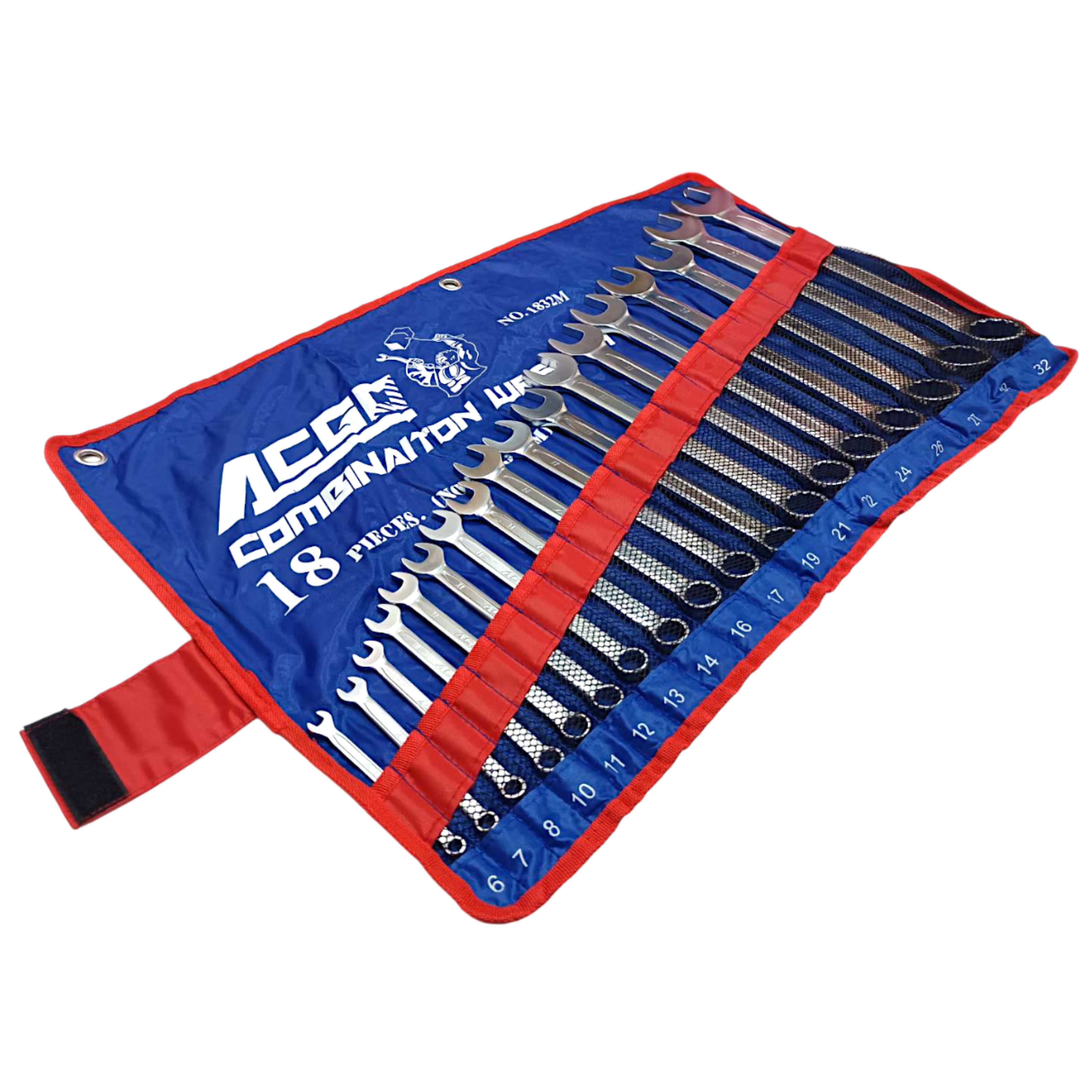 ACGO ประแจแหวนข้างปากตายแบบชุด 18 ตัว ขนาด 6-32 mm No.1832M