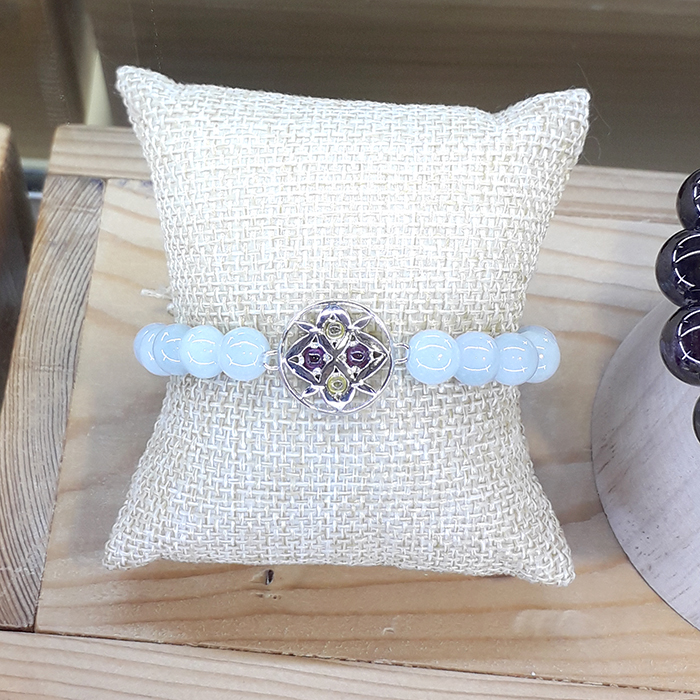 สร้อยข้อมมือ Jade Silver J402 @ 5 cm. White-Green 1 J402