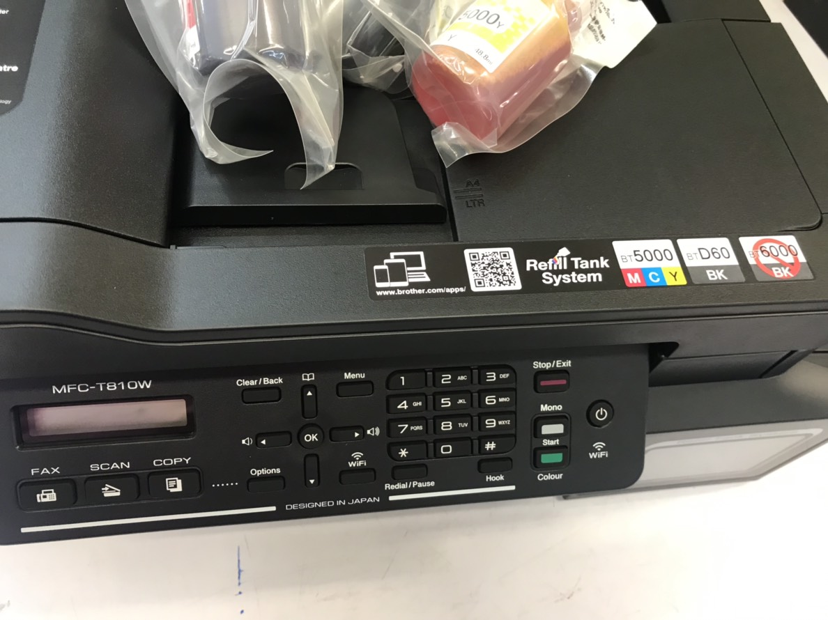 เครื่องปริ้นเตอร์มัลติฟังก์ชั่น เครื่องพิมพ์รุ่นเก่า BROTHER MFC-T810W + INK TANK