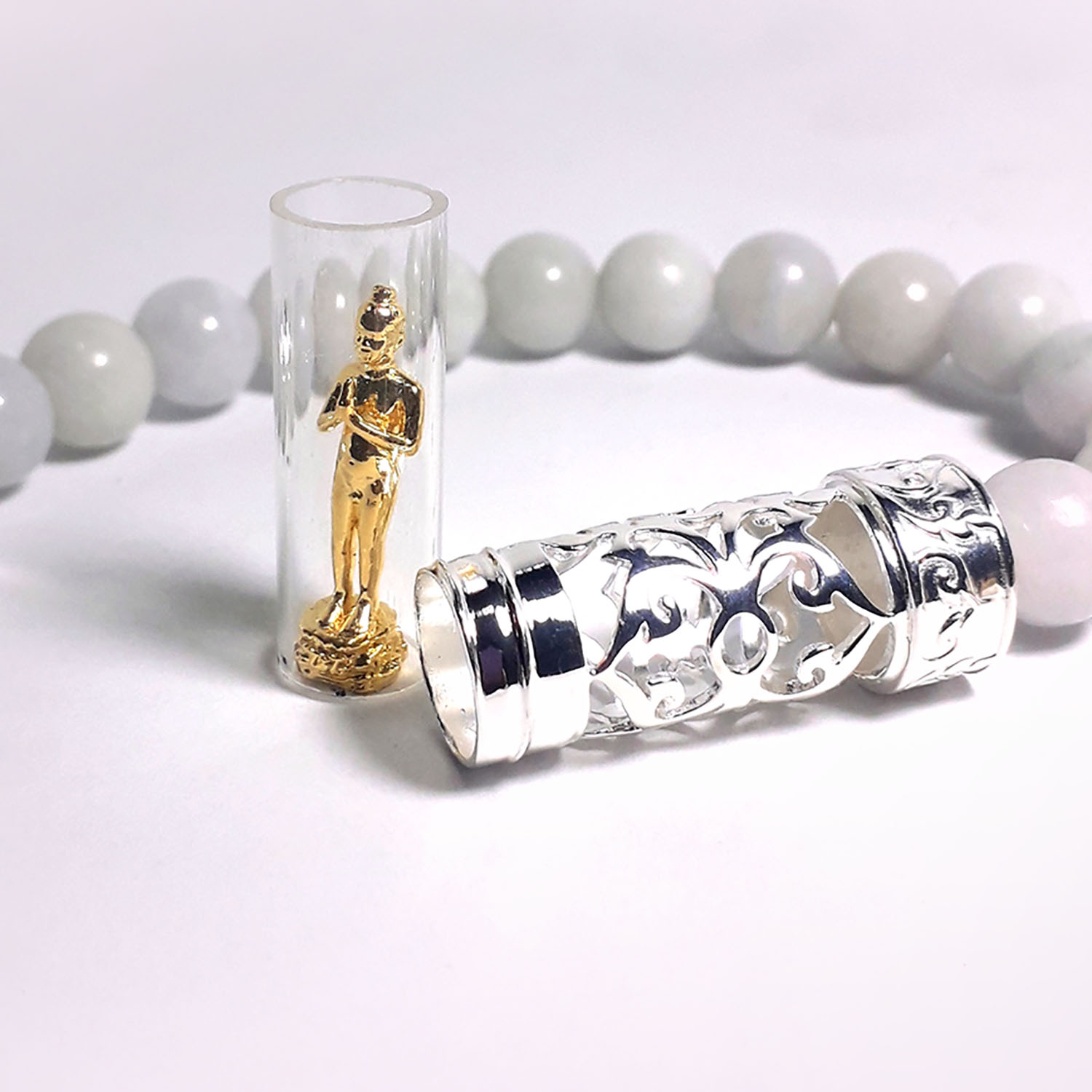 Bracelet Jade Natural 5 cm. SILVER 92.5% 1 BG-29