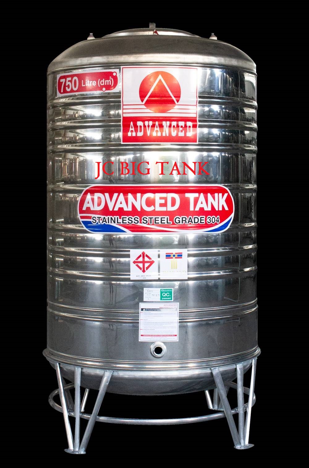 แท้งค์น้ำสแตนเลส แอ็ดวานซ์ ADVANCED รุ่น พื้นนูน AV750 ขนาด 750 ลิตร (มอก.)