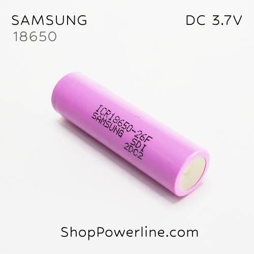ถ่านชาร์จ Re-charge Battery SAMSUNG (ICR18650-26F) 3.7V 18650 2600mAh (หัวเรียบ)