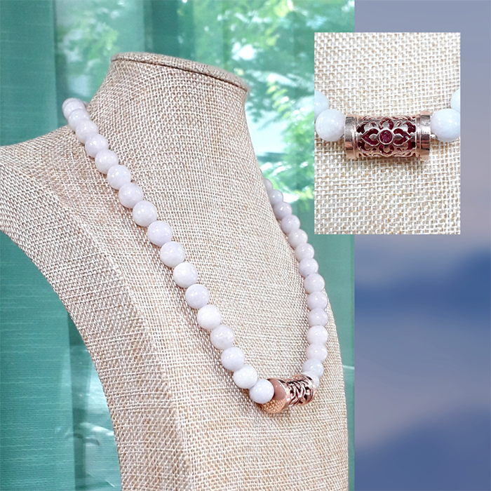 สร้อยคอ WHITE JADE SILVER9.25% 16" White Color 1 SKU-NCC112