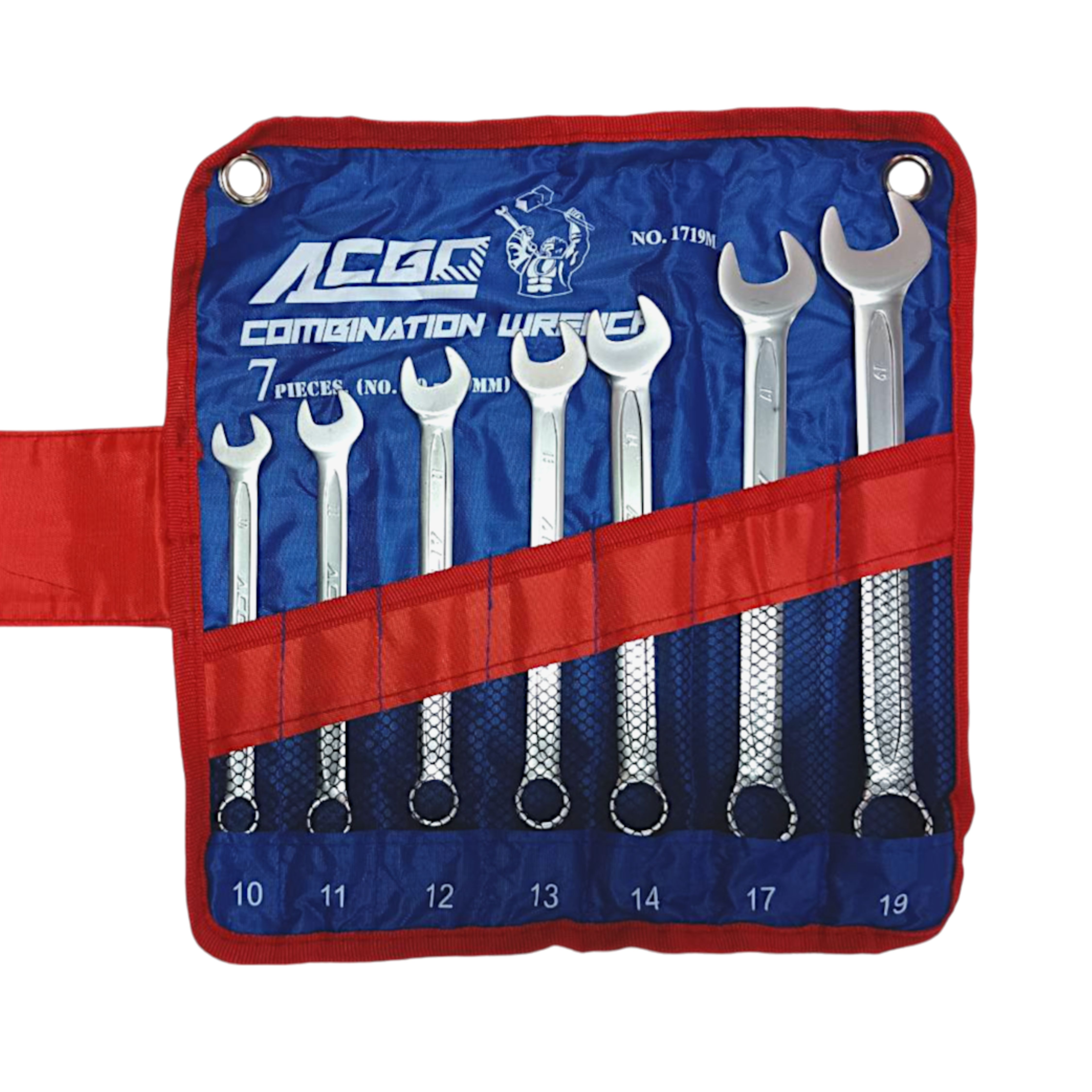 ACGO ประแจแหวนข้างปากตายแบบชุด 7 ตัว ขนาด 10-19 mm No.1719M