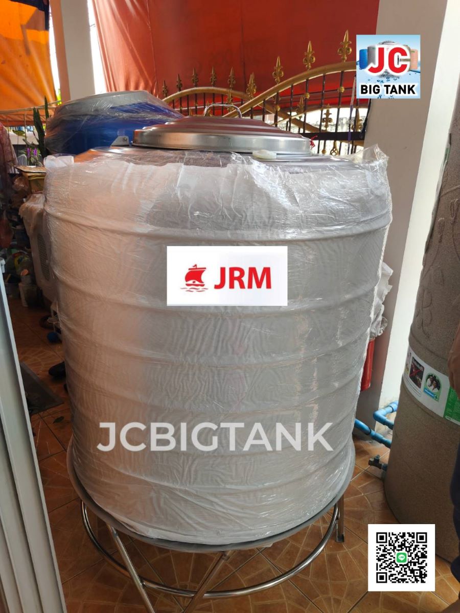 แท้งค์น้ำสแตนเลสตราเรือใบ JRM ขนาด 550 ลิตร ทรงก้นนูน (18-8) มอก.989-2562