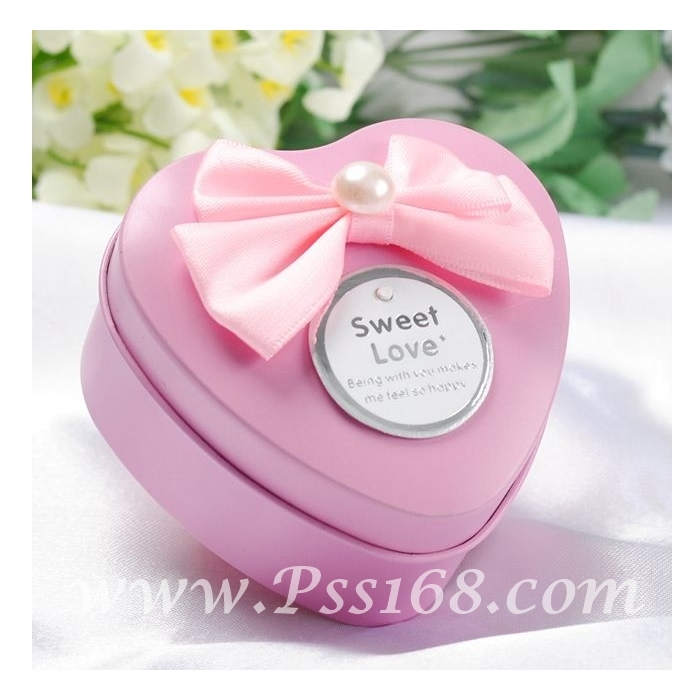 ตลับใส่ของทรงหัวใจผูกโบว์ติดมุก หลากหลายสี