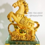 ม้าสีทองมงคลบนน้ำเต้าทองคำ ไซส์ 9 นิ้ว