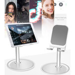 แท่นวางมือถือ แท่นวางแท็บเล็ต ขาตั้งโทรศัพท์ แบบตั้งโต๊ะ ปรับมุมมองได้ วัสดุอลูมิเนียม