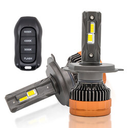 1 คู่ หลอดไฟหน้ารถยนต์รีโมท เปลี่ยนสีได้ ขั้ว H4 H7 H11 รุ่น YK3 10000LM 150W