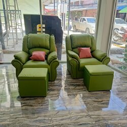 เก้าอี้นวดเท้ารุ่นแขนกาง ชุด 3 ชิ้น 💥หนัง PU Silk สี เขียว-9008 GR💥 ราคายังไม่รวมค่าส่ง เลือกหนังหุ้มสีอื่นเพิ่มติมได้ค่ะ