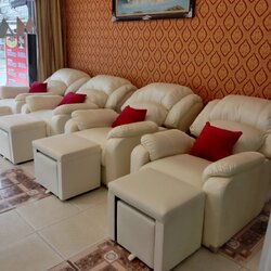 เก้าอี้นวดเท้ารุ่นแขนตรง ชุด 3 ชิ้น 💥สีขาวงาช้าง 3136💥 ราคายังไม่รวมค่าส่ง เลือกหนังหุ้มสีอื่นเพิ่มติมได้ค่ะ