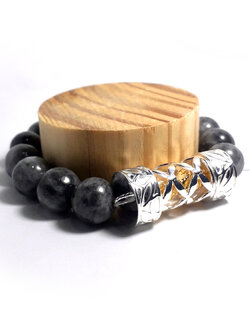 Bracelet Jade Natural 5.5 cm. SILVER 92.5% 1 BG-25