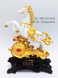 ม้าขาวมงคลบนหยูอี้สีทอง 14 นิ้ว