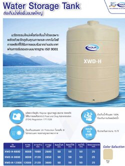 ถังเก็บน้ำบนดิน ขนาดใหญ่ AQUA รุ่น XWD ขนาด 8000 ลิตร