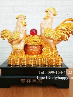 ครอบครัวไก่มงคล กระถางเงินทอง
