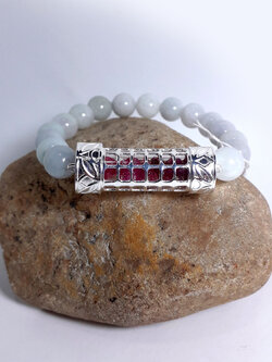 Bracelet Jade Natural 5.5 cm. SILVER 92.5% 1 BG-28