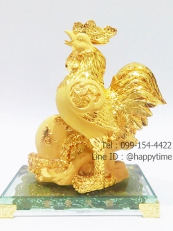 ไก่มงคลเรซิ่น สีทองพ่นทราย