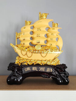 เรือสำเภาขนสมบัติ 13x16 นิ้ว ของขวัญขึ้นบ้านใหม่เสริมดวงค้าขาย