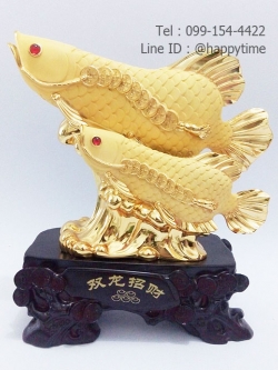 ปลามังกรคู่คาบเหรียญ ขนาด 15 นิ้ว