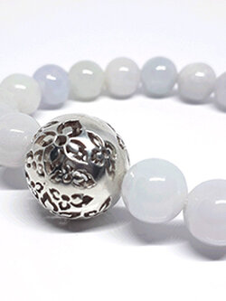 สร้อยข้อมือหยกเขียวขาวอ่อน @M 5.3 cm. White Color 1 SKU-BRA401