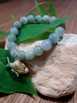 BL-207 สร้อยข้อมมือปลาตะเพียน Jade&Silver @ 5 cm. GREEN 1 BL-207