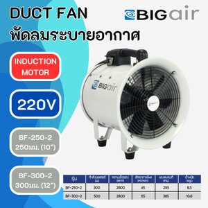 BIGAIR พัดลมระบายอากาศ พัดลมดูดเป่า DUCT FAN (เฉพาะตัวเครื่อง)