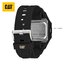 นาฬิกา CAT ระบบดิจิตอล รุ่นหน้าปัดเหลี่ยม (Digi Square) รหัส OF.147.21.147 โลโก้แบรนด์สีเหลือง กรอบหน้าปัดสีบรอนซ์เงิน สายยางสีดำ