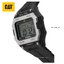 นาฬิกา CAT ระบบดิจิตอล รุ่นหน้าปัดเหลี่ยม (Digi Square) รหัส OF.147.21.147 โลโก้แบรนด์สีเหลือง กรอบหน้าปัดสีบรอนซ์เงิน สายยางสีดำ